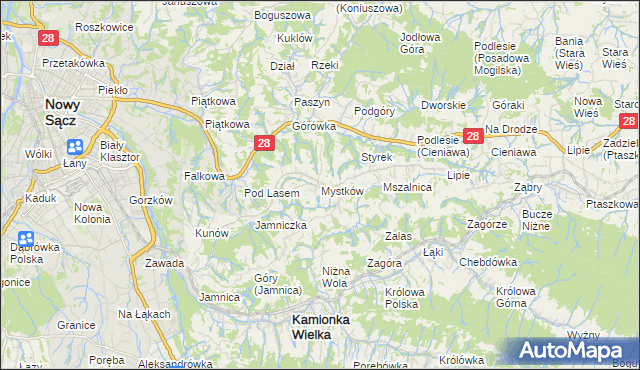 mapa Mystków, Mystków na mapie Targeo