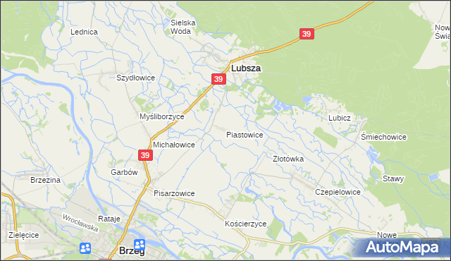 mapa Piastowice gmina Lubsza, Piastowice gmina Lubsza na mapie Targeo