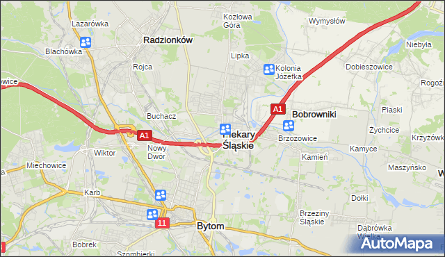 mapa Piekary Śląskie, Piekary Śląskie na mapie Targeo