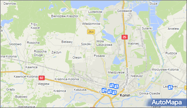 mapa Posada gmina Kazimierz Biskupi, Posada gmina Kazimierz Biskupi na mapie Targeo