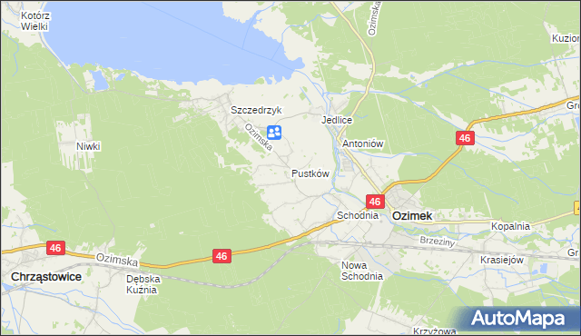 mapa Pustków gmina Ozimek, Pustków gmina Ozimek na mapie Targeo