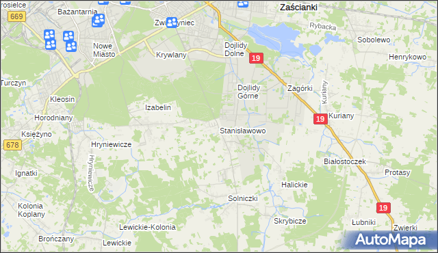 mapa Stanisławowo gmina Juchnowiec Kościelny, Stanisławowo gmina Juchnowiec Kościelny na mapie Targeo
