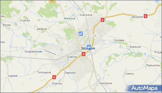 mapa Strzegom powiat świdnicki, Strzegom powiat świdnicki na mapie Targeo