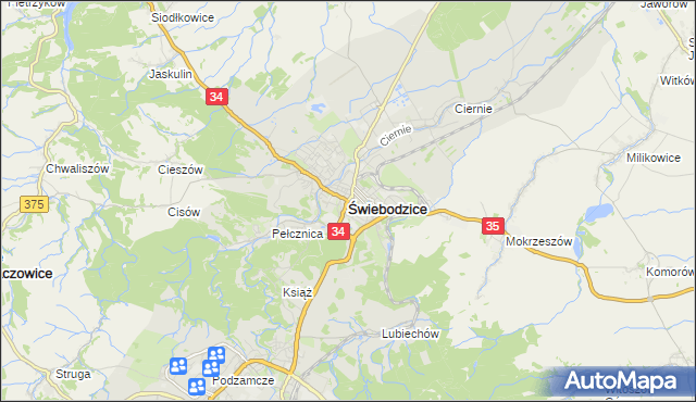 mapa Świebodzice, Świebodzice na mapie Targeo