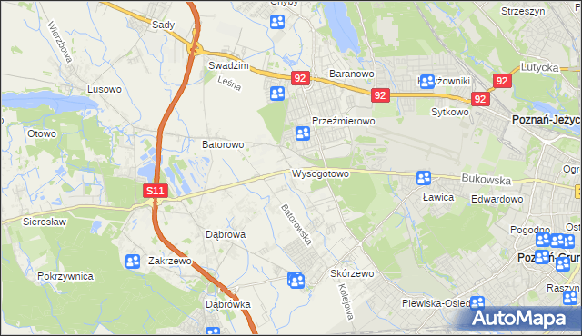 mapa Wysogotowo, Wysogotowo na mapie Targeo