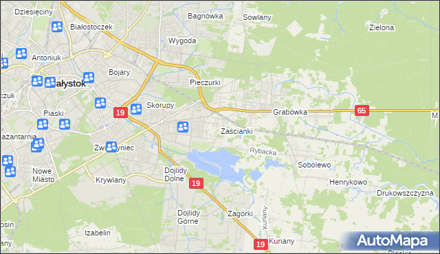 mapa Zaścianki gmina Supraśl, Zaścianki gmina Supraśl na mapie Targeo