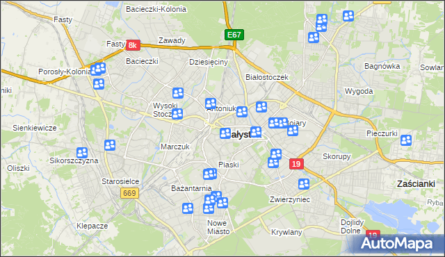mapa Białegostoku, Białystok na mapie Targeo