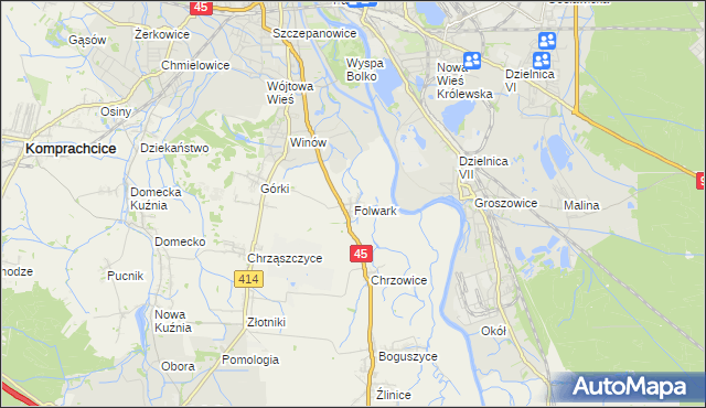 mapa Folwark gmina Prószków, Folwark gmina Prószków na mapie Targeo