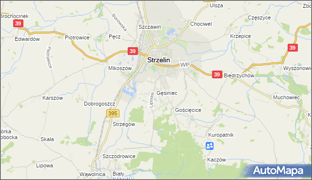 mapa Gęsiniec, Gęsiniec na mapie Targeo