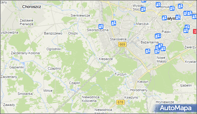 mapa Klepacze gmina Choroszcz, Klepacze gmina Choroszcz na mapie Targeo