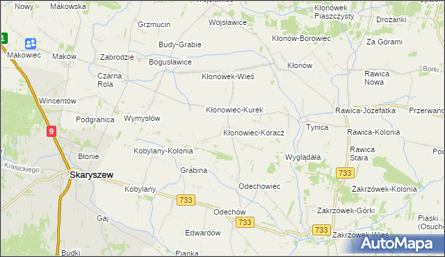 mapa Kłonowiec-Koracz, Kłonowiec-Koracz na mapie Targeo