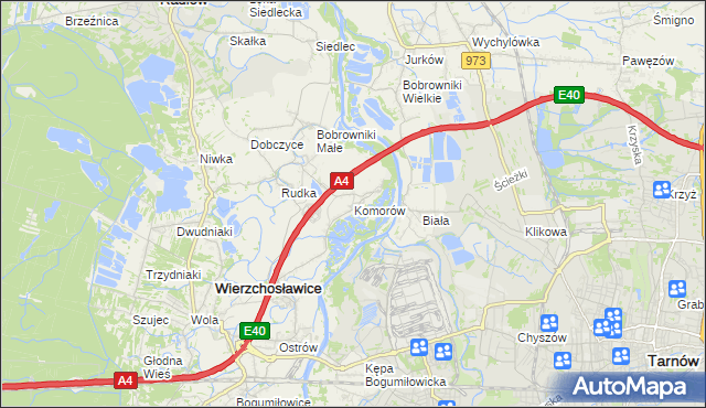 mapa Komorów gmina Wierzchosławice, Komorów gmina Wierzchosławice na mapie Targeo