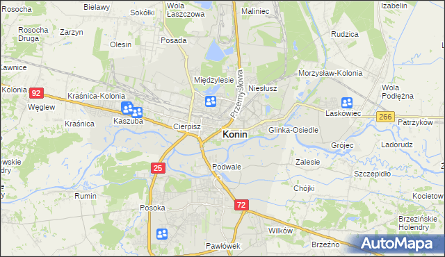 mapa Konina, Konin na mapie Targeo