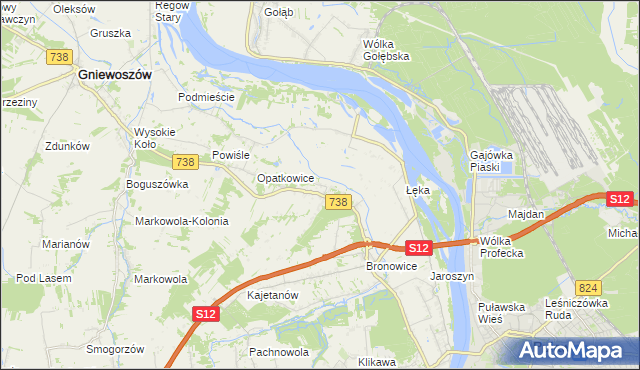 mapa Kowala gmina Puławy, Kowala gmina Puławy na mapie Targeo