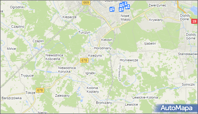 mapa Księżyno-Kolonia, Księżyno-Kolonia na mapie Targeo