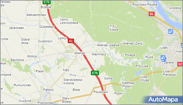 mapa Machnacz gmina Brześć Kujawski, Machnacz gmina Brześć Kujawski na mapie Targeo