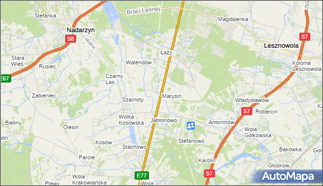 mapa Marysin gmina Lesznowola, Marysin gmina Lesznowola na mapie Targeo
