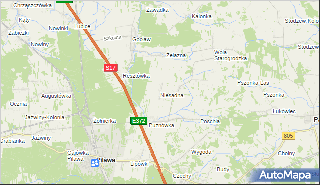 mapa Niesadna, Niesadna na mapie Targeo