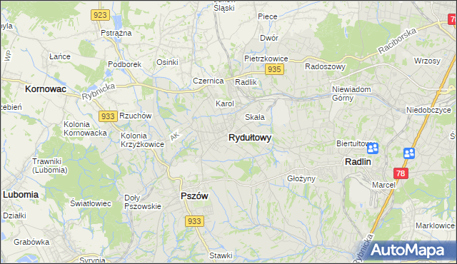 mapa Rydułtowy, Rydułtowy na mapie Targeo