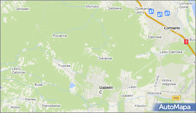 mapa Sieraków gmina Izabelin, Sieraków gmina Izabelin na mapie Targeo