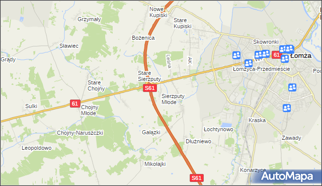mapa Sierzputy Młode, Sierzputy Młode na mapie Targeo
