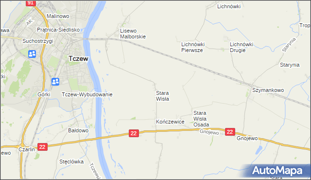 mapa Stara Wisła, Stara Wisła na mapie Targeo