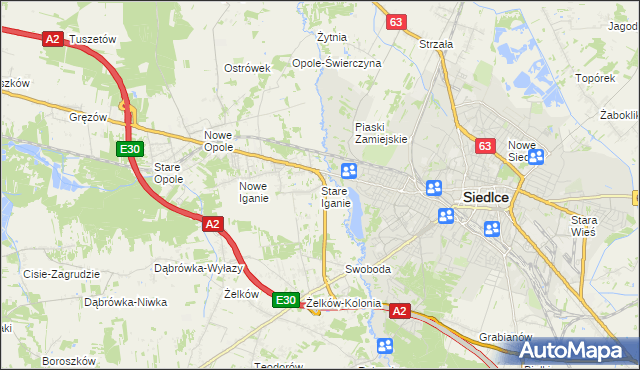 mapa Stare Iganie, Stare Iganie na mapie Targeo