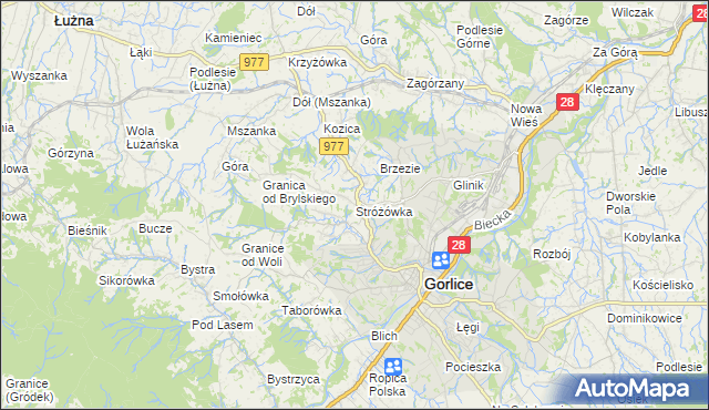 mapa Stróżówka, Stróżówka na mapie Targeo
