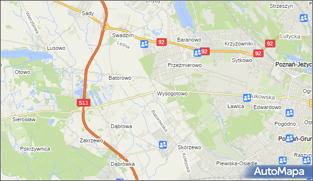 mapa Wysogotowo, Wysogotowo na mapie Targeo