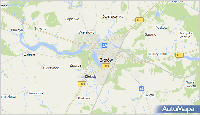 mapa Złotów, Złotów na mapie Targeo