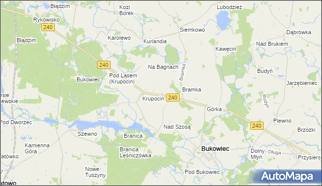 mapa Franciszkowo gmina Bukowiec, Franciszkowo gmina Bukowiec na mapie Targeo