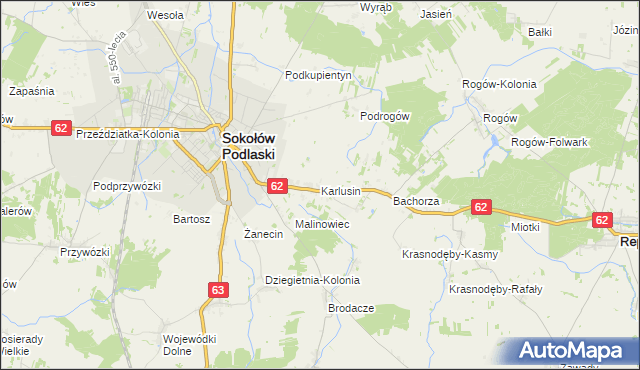 mapa Karlusin, Karlusin na mapie Targeo