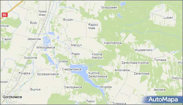 mapa Kolonia Mierzyn, Kolonia Mierzyn na mapie Targeo