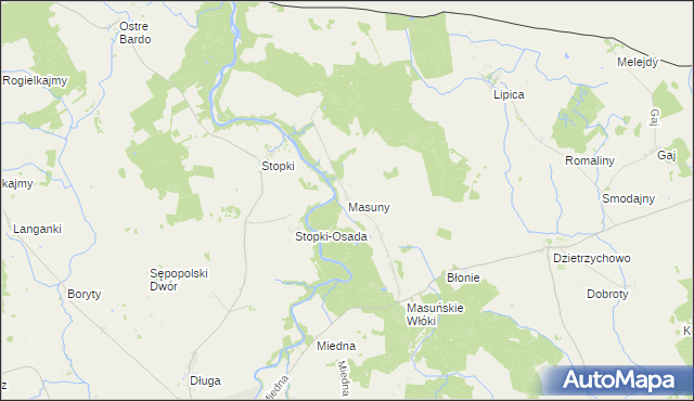 mapa Masuny, Masuny na mapie Targeo