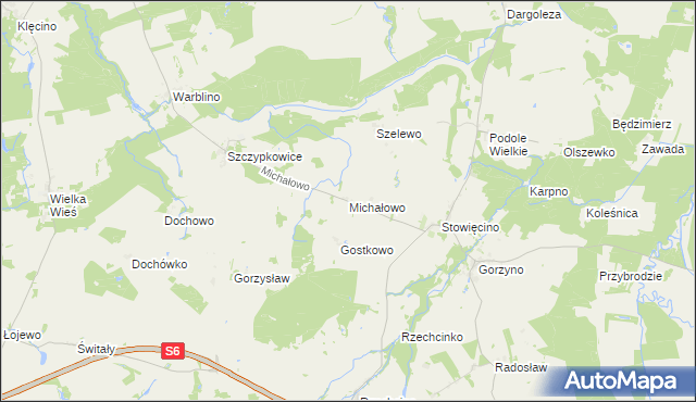 mapa Michałowo gmina Główczyce, Michałowo gmina Główczyce na mapie Targeo