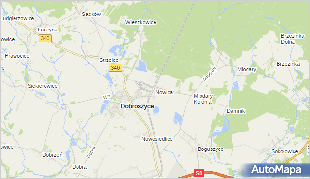 mapa Nowica gmina Dobroszyce, Nowica gmina Dobroszyce na mapie Targeo