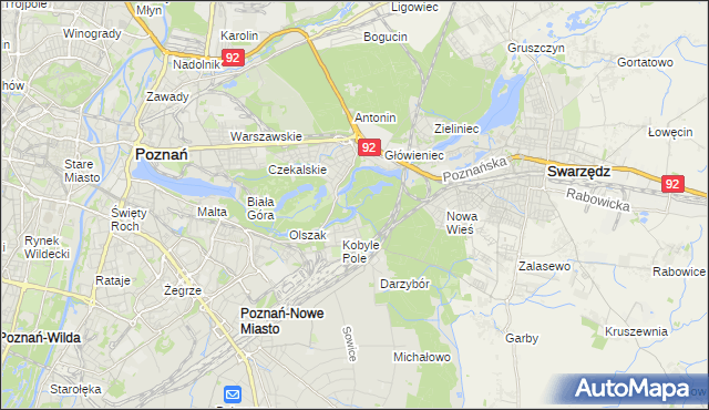 mapa Nowy Młyn gmina Poznań, Nowy Młyn gmina Poznań na mapie Targeo