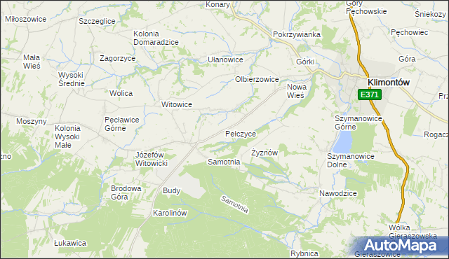 mapa Pełczyce gmina Bogoria, Pełczyce gmina Bogoria na mapie Targeo
