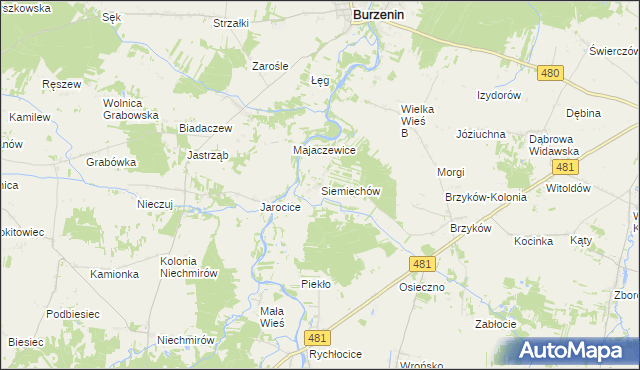 mapa Siemiechów gmina Widawa, Siemiechów gmina Widawa na mapie Targeo