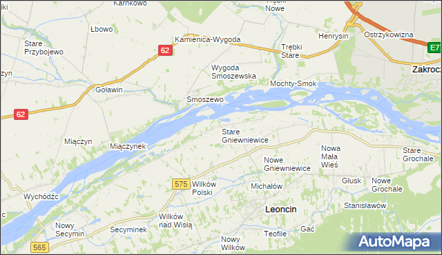 mapa Stare Gniewniewice, Stare Gniewniewice na mapie Targeo