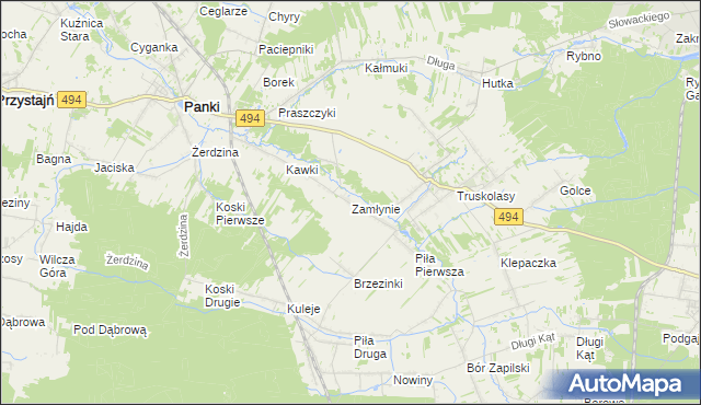 mapa Zamłynie gmina Wręczyca Wielka, Zamłynie gmina Wręczyca Wielka na mapie Targeo