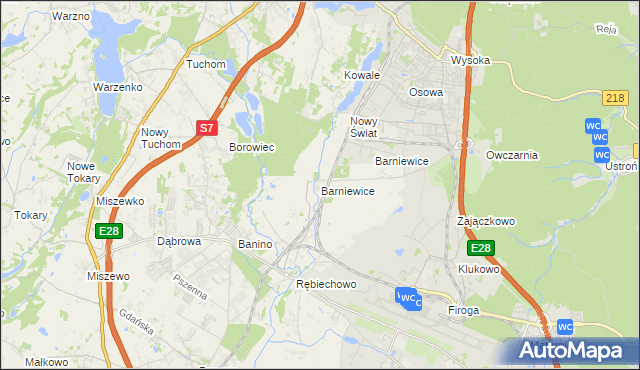 mapa Barniewice, Barniewice na mapie Targeo
