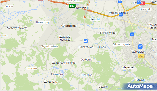 mapa Barszczewo gmina Choroszcz, Barszczewo gmina Choroszcz na mapie Targeo