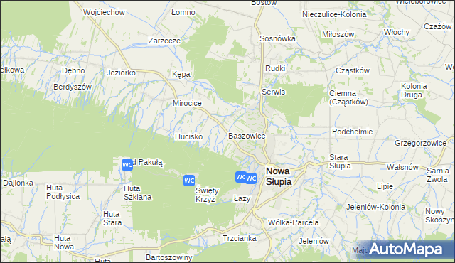 mapa Baszowice, Baszowice na mapie Targeo