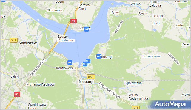mapa Białobrzegi gmina Nieporęt, Białobrzegi gmina Nieporęt na mapie Targeo