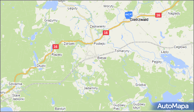 mapa Biesal, Biesal na mapie Targeo