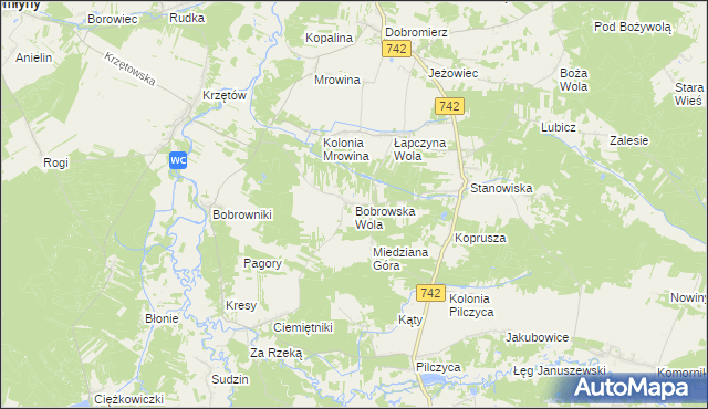 mapa Bobrowska Wola, Bobrowska Wola na mapie Targeo