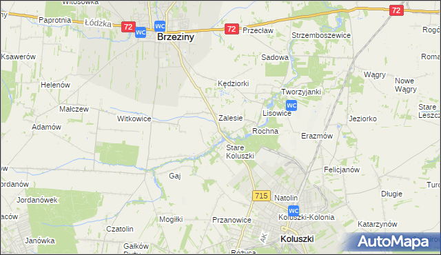 mapa Bogdanka gmina Brzeziny, Bogdanka gmina Brzeziny na mapie Targeo