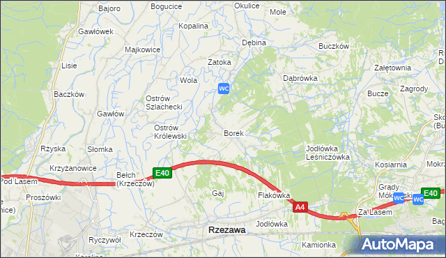 mapa Borek gmina Rzezawa, Borek gmina Rzezawa na mapie Targeo