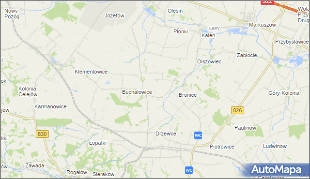 mapa Bronice-Kolonia, Bronice-Kolonia na mapie Targeo